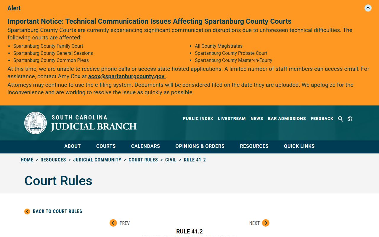 Jasper County Clerk of Court records Rule 41.2 redaction rule