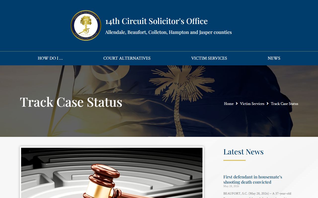 Jasper County court dockets Solicitor case tracking page