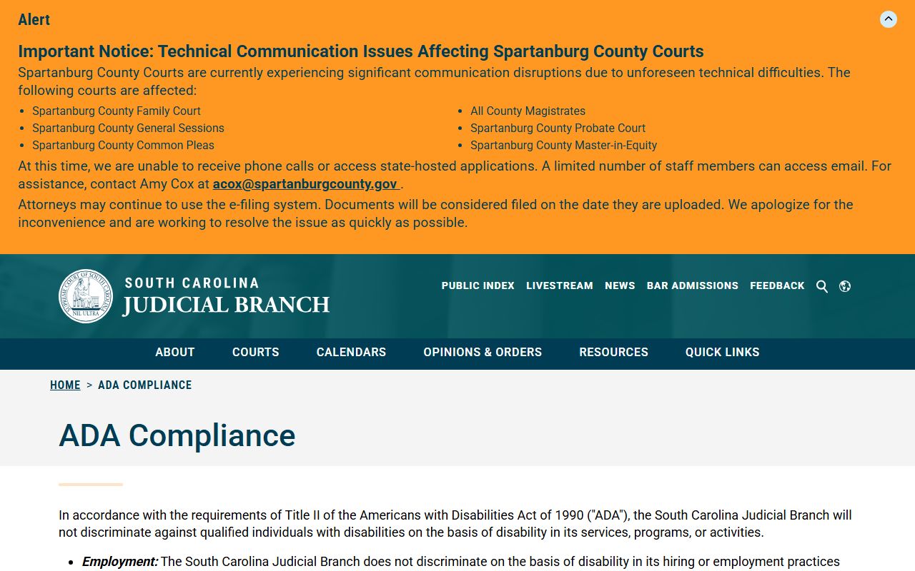 Jasper County Circuit Court records ADA accommodation information