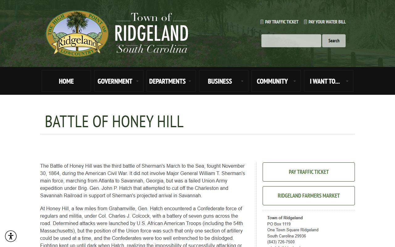 Jasper County court records Ridgeland Battle of Honey Hill history