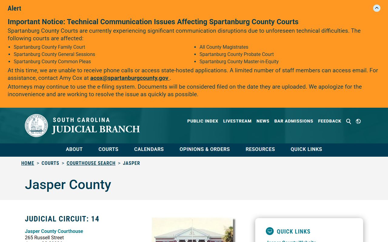Jasper County court records South Carolina Judicial Branch courthouse profile
