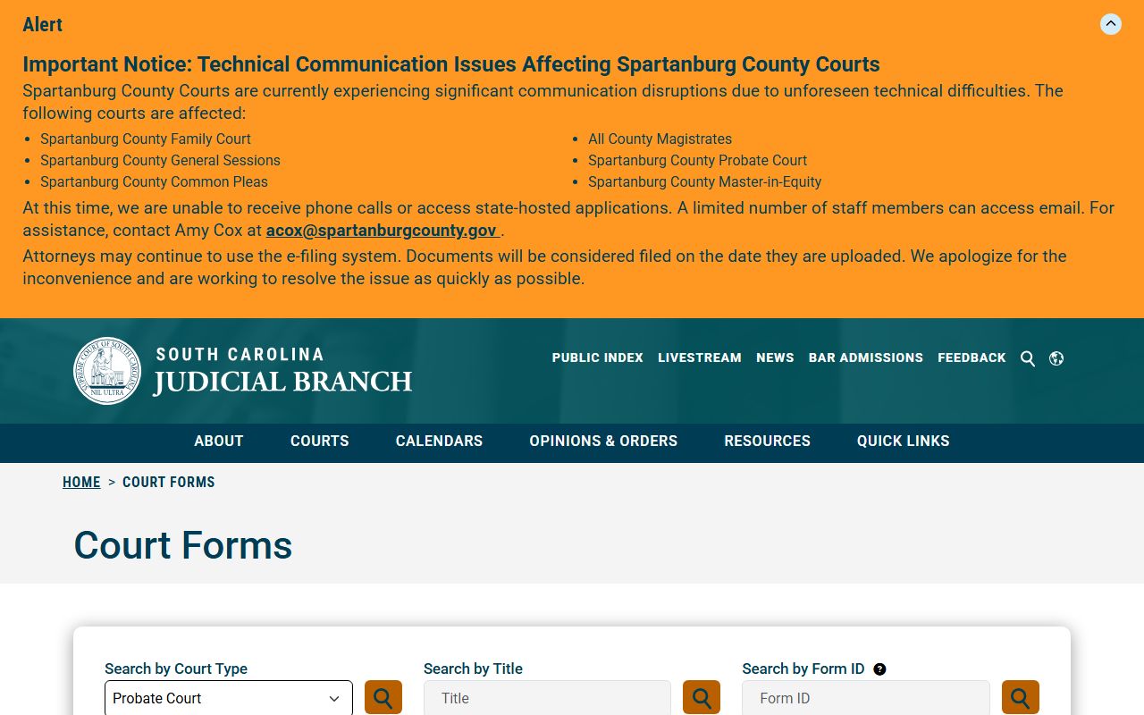 Jasper County probate records SCJB probate forms page