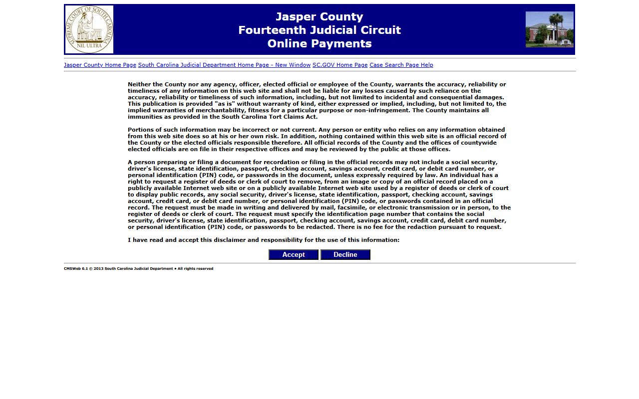 Jasper County traffic court records online payment portal
